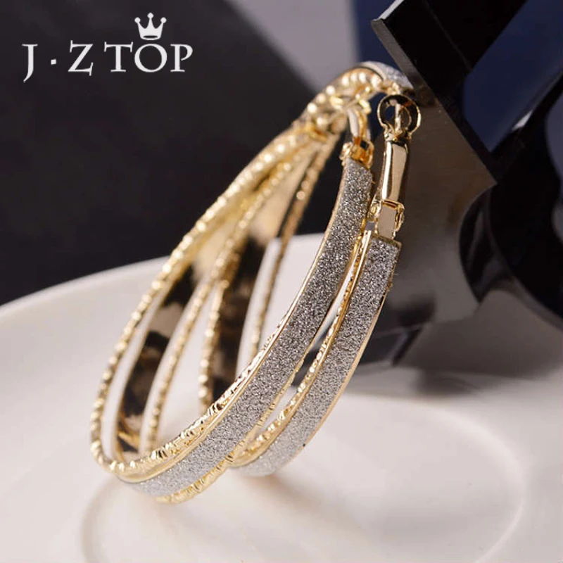 Jztop очаровательные Многослойные блестки большой круг обруч серьги женские преувеличенные металлические золотые серебряные серьги женские панк ювелирные изделия