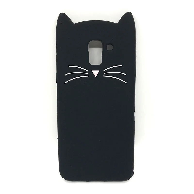 Cat Black Силиконовый чехол для samsung Galaxy J6 J4 Plus J8 J6+ J4+ 3D мультяшный чехол для телефона с изображением единорога ститча Минни Маус - Цвет: Cat Black