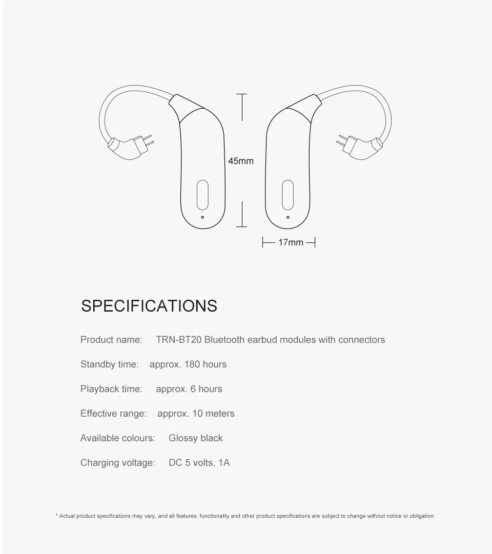 TRN BT20 Bluetooth V5.0 беспроводные bluetooth наушники с MMCX/2Pin коннектором Наушники Адаптер для SE215 SE535 UE900 ZS10/AS10