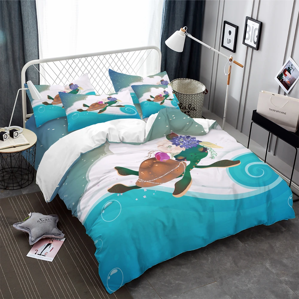 Комплект постельного белья с рисунком зеленой черепахи набор пододеяльников