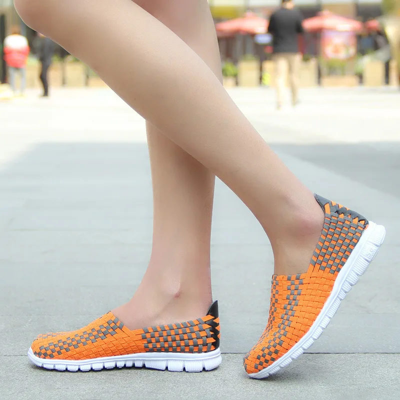 BeckyWalk/весенние женские повседневные лоферы на плоской подошве; женская прогулочная обувь ярких цветов; летняя плетеная обувь ручной работы для женщин; WSH2908