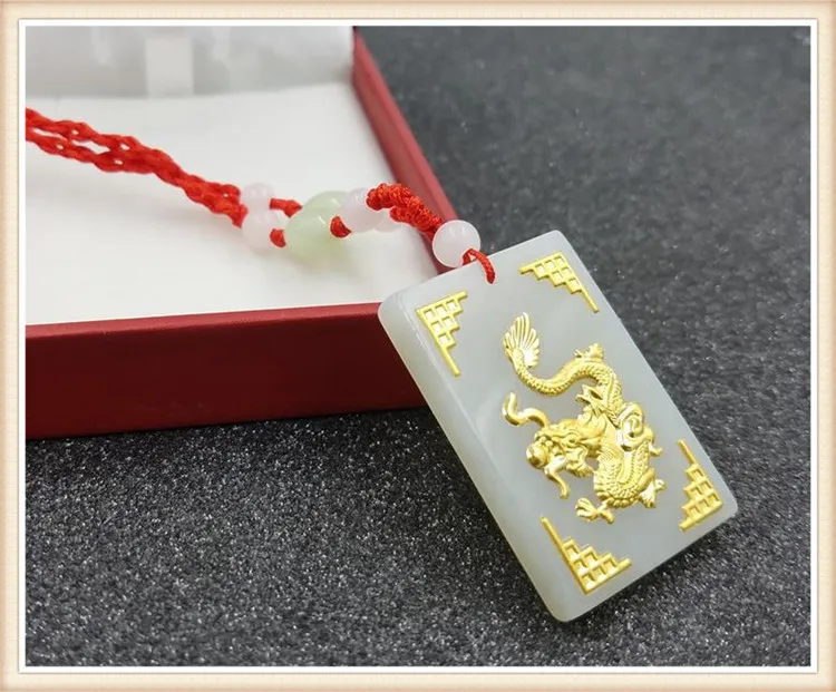 Ожерелье с подвеской в виде летающего дракона нефритом | Украшения и аксессуары