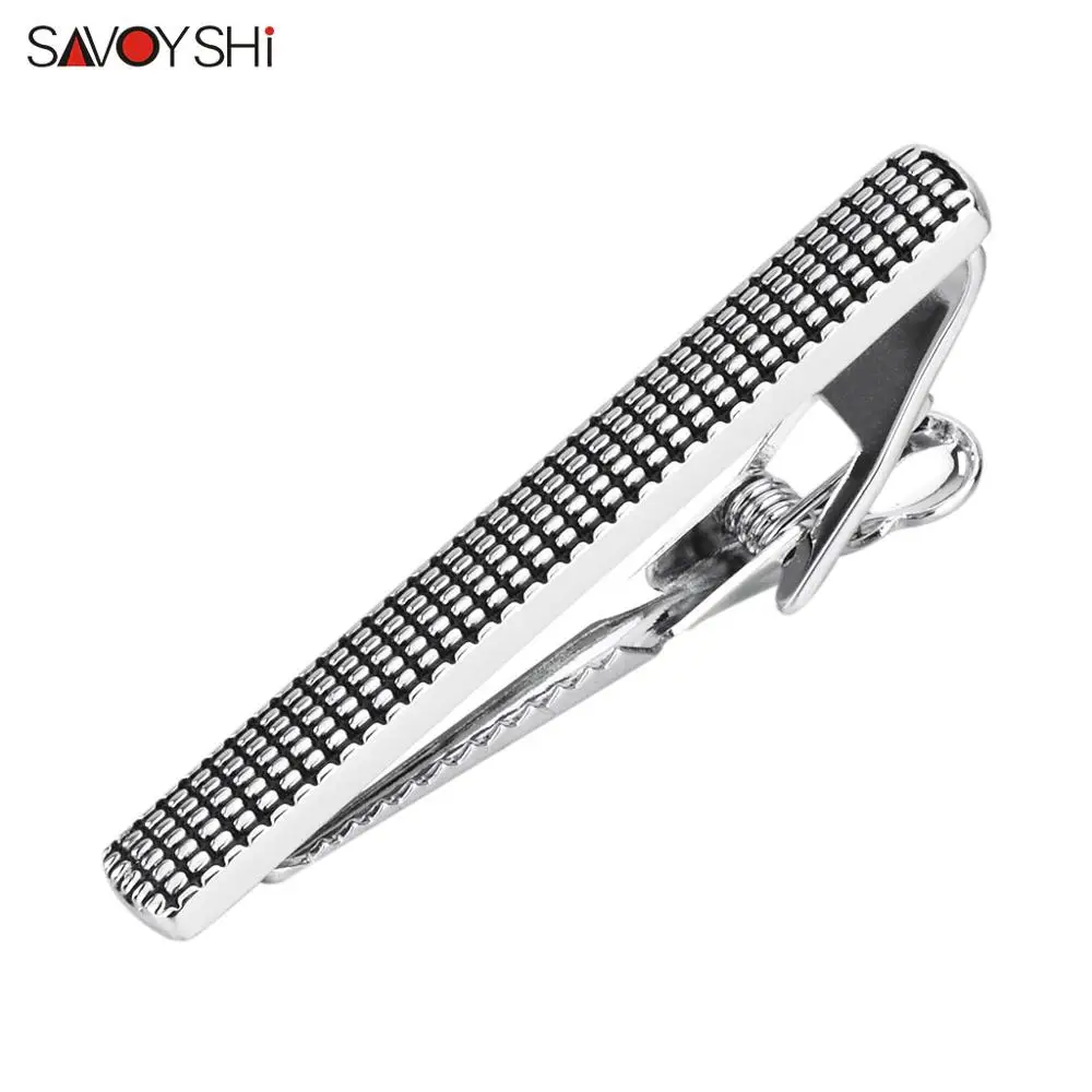 Tie clip SAVOYSHI модная простая металлическая булавка для Галстука Зажим для галстука для мужчин булавка черная эмаль Бизнес Галстук Зажим для галстука мужские ювелирные изделия резьба - Окраска металла: Tie clip