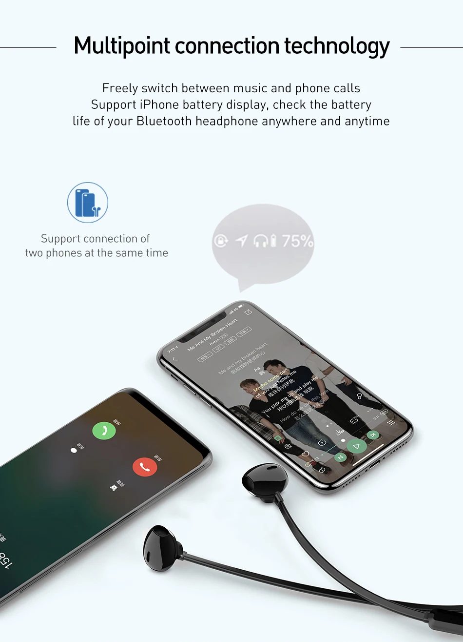 Baseus магнитные Bluetooth наушники Беспроводные спортивные Bluetooth наушники музыка бас наушники устойчивое с микрофоном гарнитура для всех мобильных телефонов