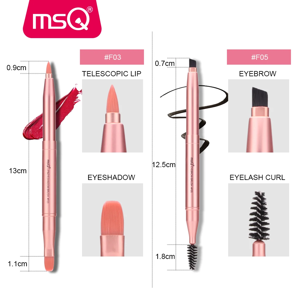 MSQ, одна Кисть для макияжа, гребень для бровей, карандаш, двойной конец, портативный и выдвижной блеск для губ, кисти для макияжа, косметические инструменты для красоты
