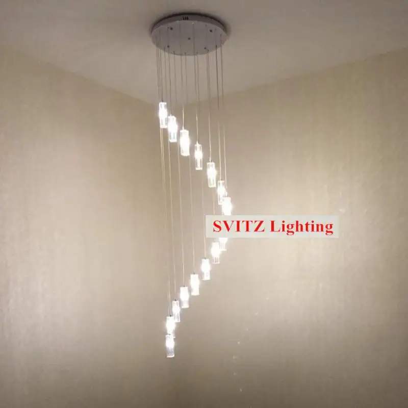 Modern crystal Chandelier led lustres de cristal Hanging Lamps for living room hotel lobby long Spiral Crystal suspension lamps |