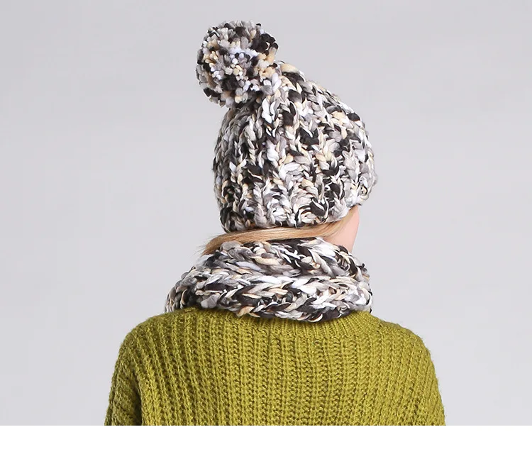 CIVICHIC Новое поступление ручной работы шапка и шарф комплект из двух предметов