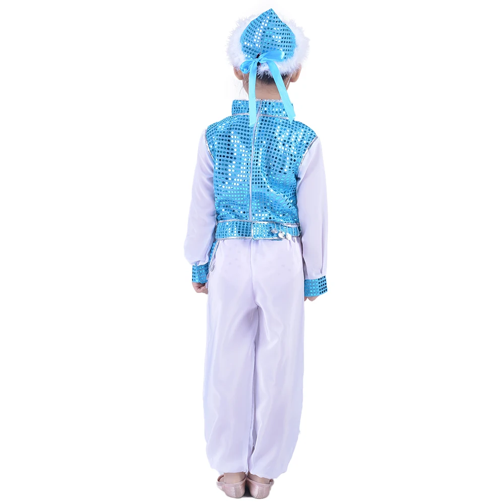 blue mongolian dance costume for girls children minority clothes chinese national carnival clothing | Тематическая одежда и