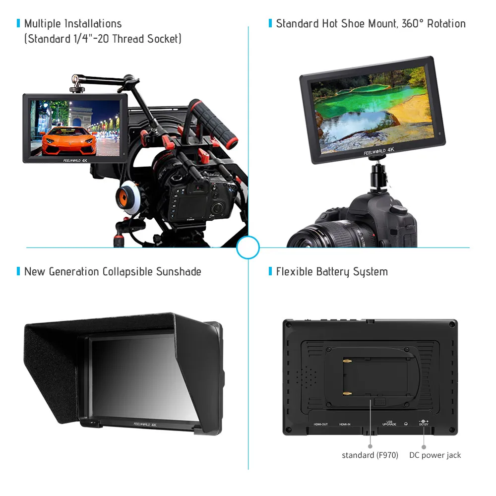Feelworld T756 7 &quotIPS Full HD 4K монитор на камере сигнал HDMI камера w/гистограмма фокусировка