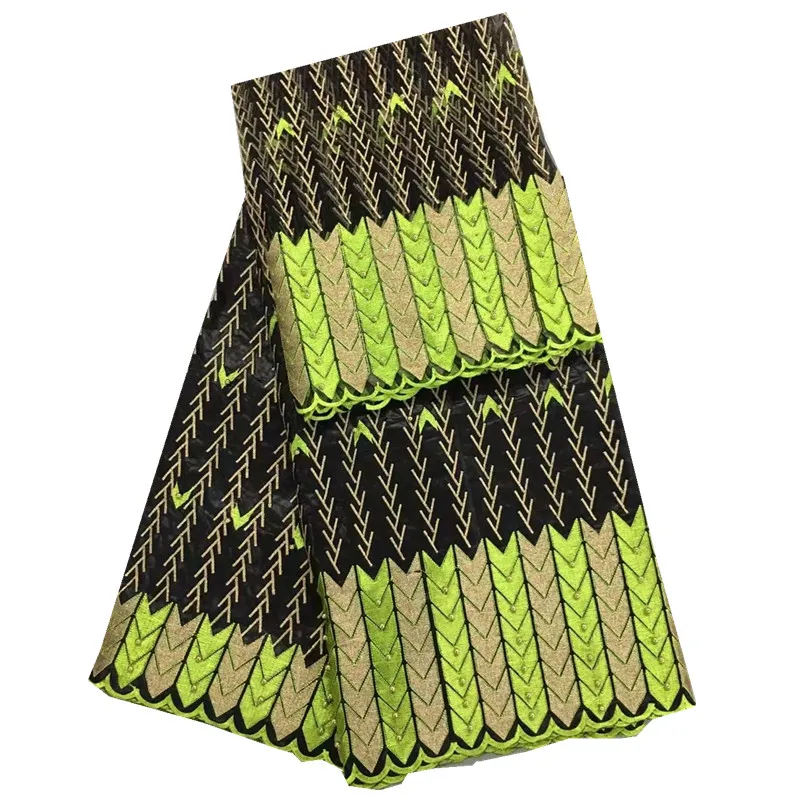 Beaded african bazin fabric riche getzner for dresses with 2 yards french tulle lace beads YJ52-88 | Дом и сад