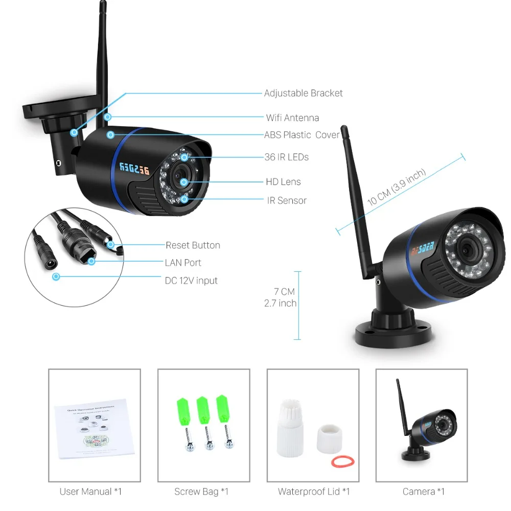 BESDER CamHi Wifi наружная ip камера 1080P/720P Водонепроницаемая 2.0MP беспроводная