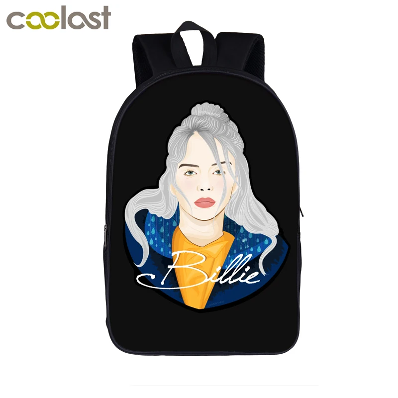 16em02 Billie Eilish рюкзак для подростков мальчиков и девочек, детские школьные сумки в стиле хип-хоп, Женская Повседневная сумка, школьный рюкзак для студентов - Цвет: 16em02