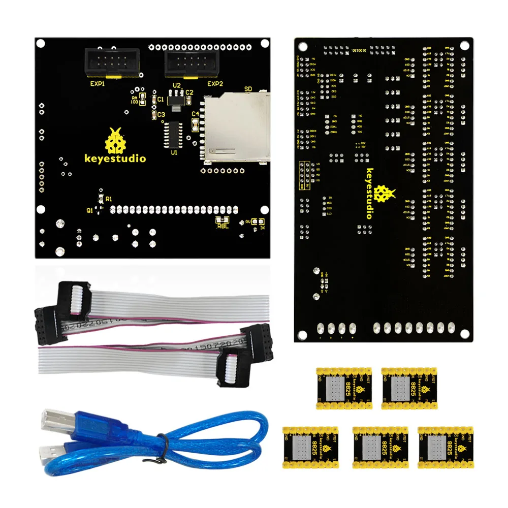 Keyestudio MKS GEN V1.2+ 5x8825 Шаг двигатель+ ЖК-дисплей 12864 Смарт ControllerFor 3D DIY комплект принтера