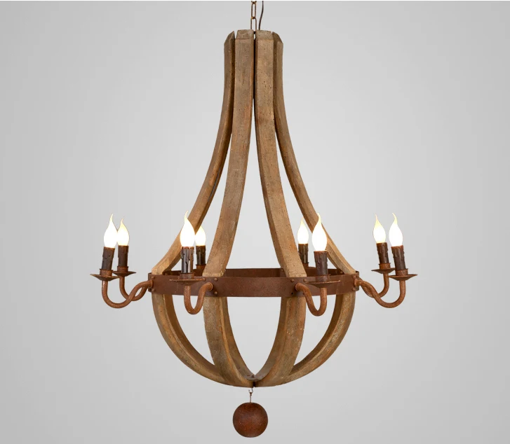 Европейский краткое винтажное дерево Lmap Бар Ресторан деревянное ведро Hanglamp