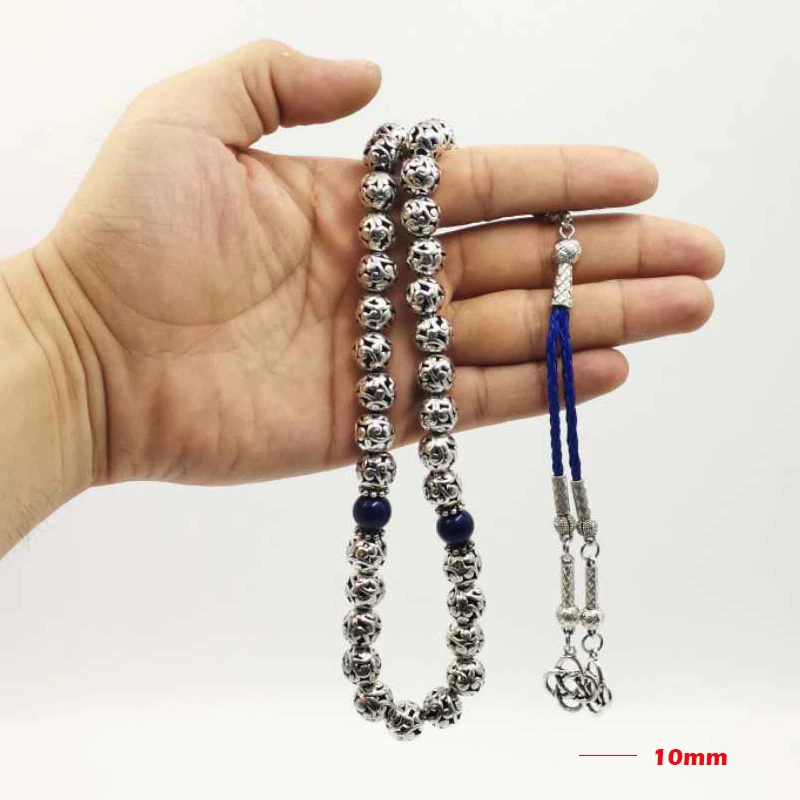 Мужской tasbih серебряный металлический сплав бусины с натуральным islam ислам 33 45 66 99