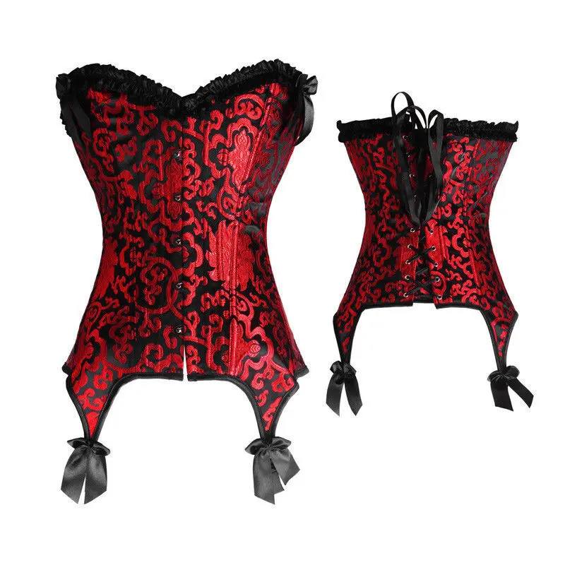 Женский корсет со шнуровкой красный с обвязкой высокой талией Клубное платье для