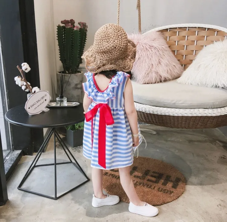 

Baby Girl Striped Bow Tie Dress 2018 New Summer Children Clothing Kids Sleeveless Vest Dress Girl Casual Lovely Princess Dresses