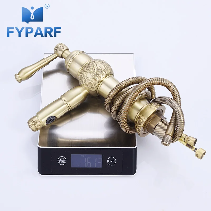 

FYPARF Mixer Water Tap Bathroom Faucet Waterfall Sink Faucet Pull Out Brass Gold Bathroom Faucet Taps Hot Cold Faucet For Sink