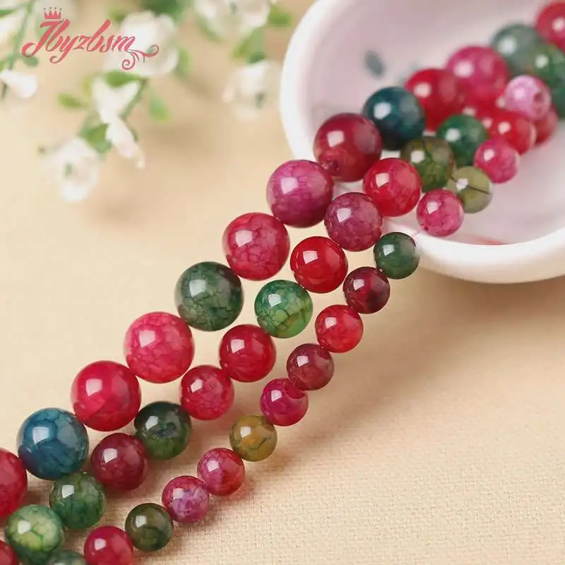 6 8 10mm Smooth Round Bead Cracked Multicolor Agates Stone Beads For DIY Necklace Bracelets Jewelry Making 15&quot Free Shipping | Украшения