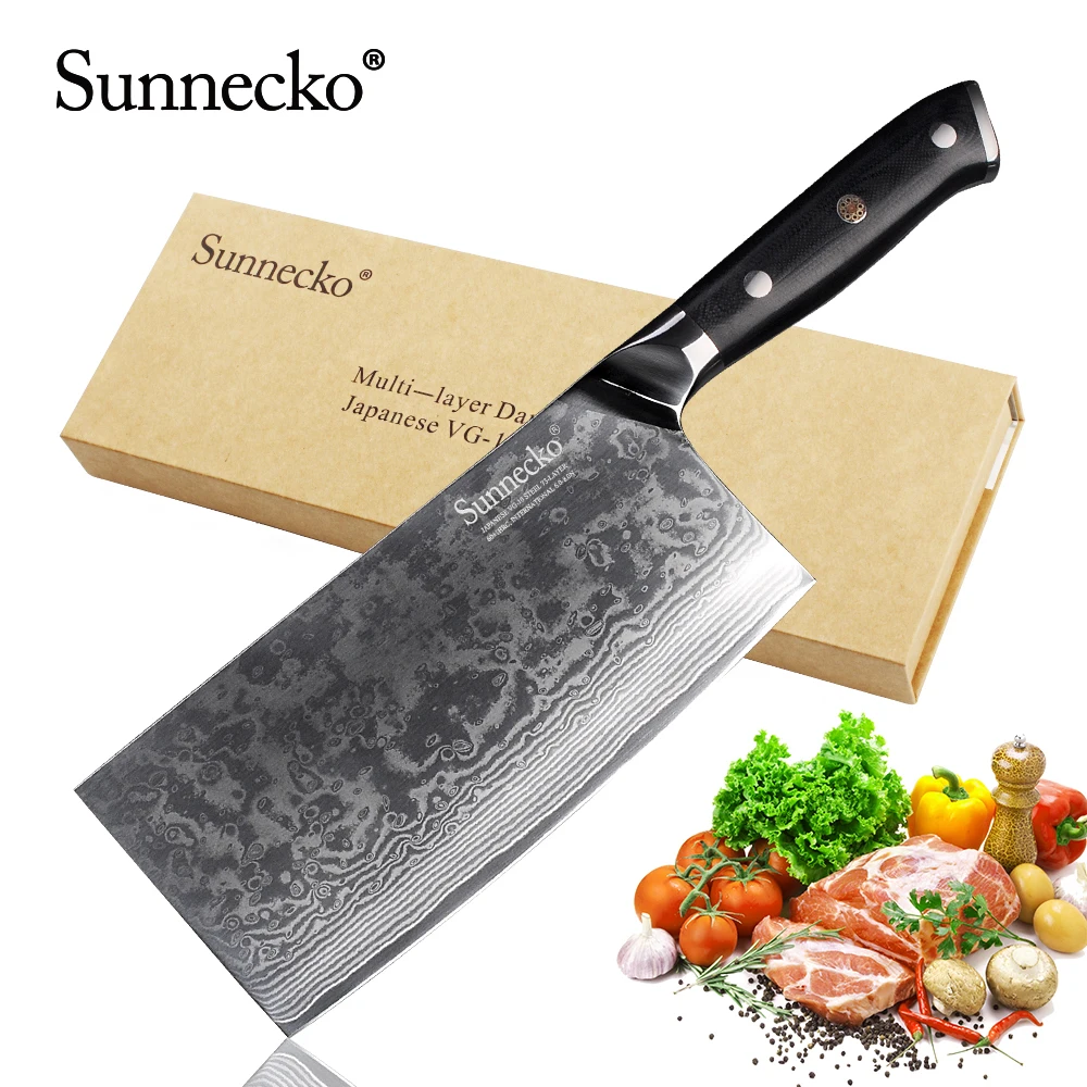 Нож шеф повара SUNNECKO из дамасской стали японское лезвие 7 дюймов резак для мяса и