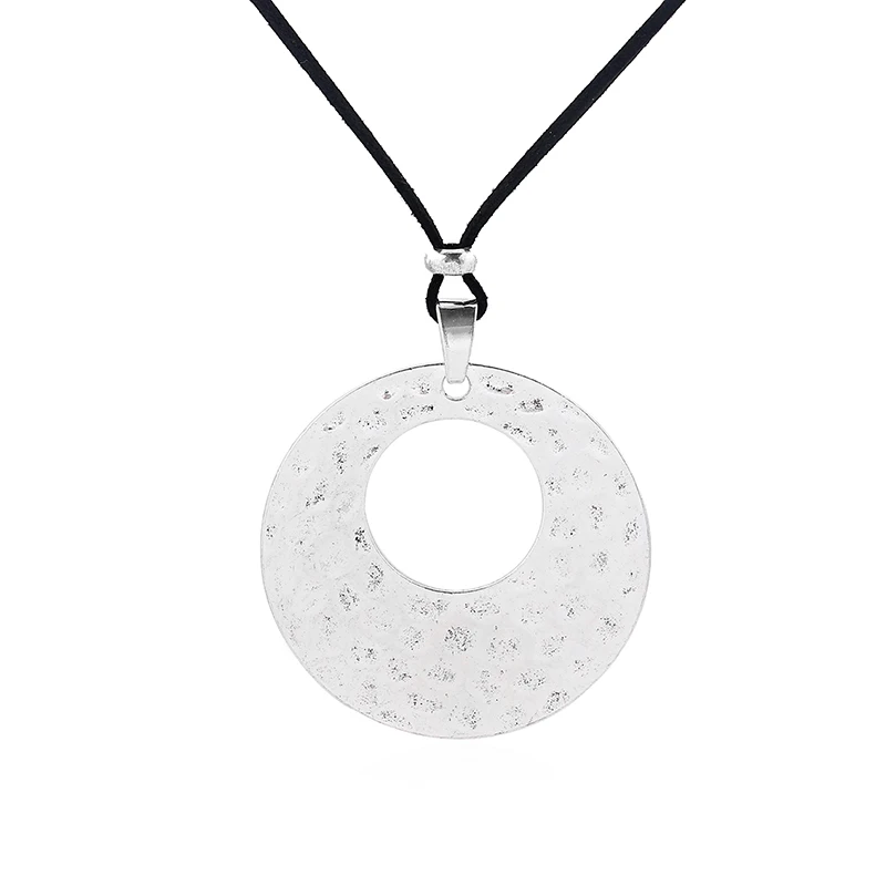 Круглые Подвески в виде аннулуса ожерелье с длинным черным корейским