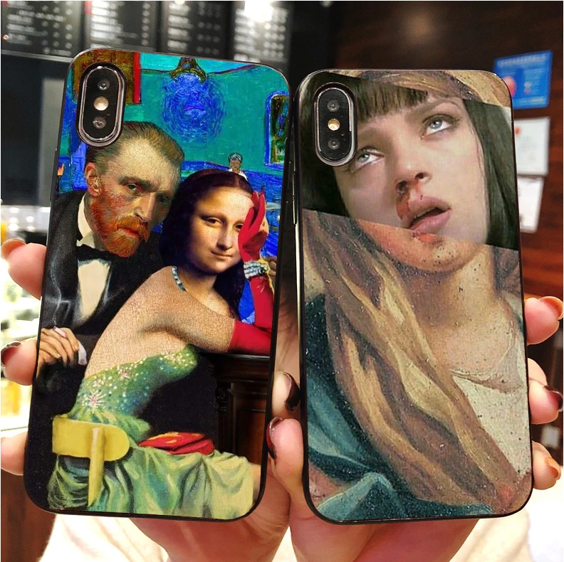 Mona Lisa забавный чехол в художественном стиле с прозрачной рамкой мягкий