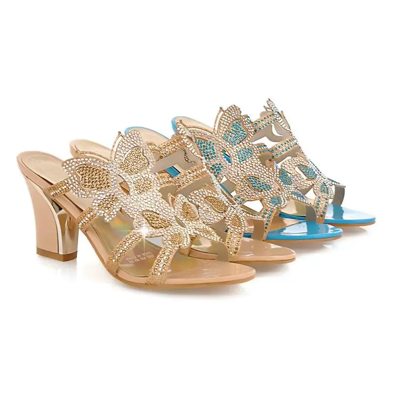 MORAZORA/обувь на высоком каблуке два цвета Стразы большие размеры 32 43 вечерние туфли