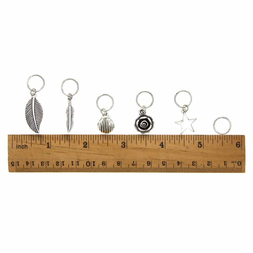 Посеребренные кольца подвески для волос 35 шт.|shell hair accessories|leaf accessorysilver leaf accessory |