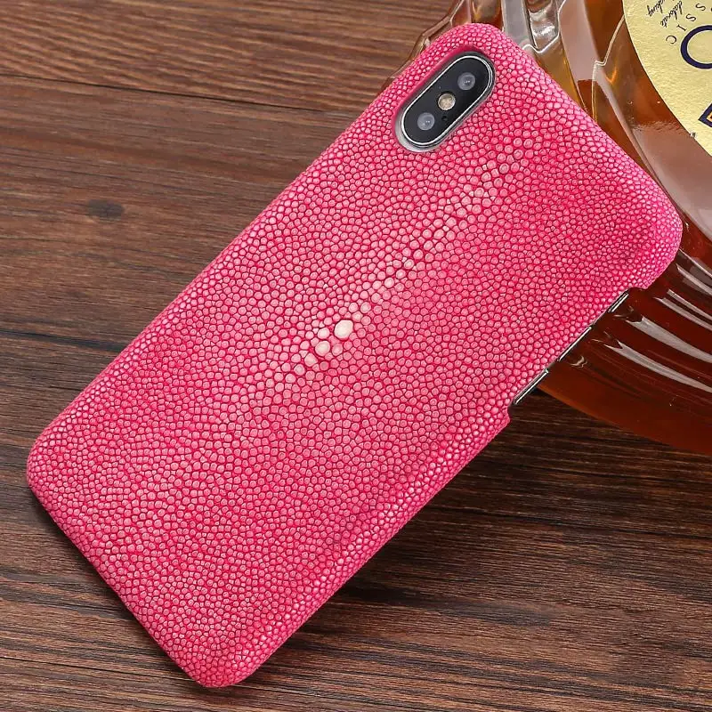 Pink Для iphone x LANGSIDI натуральный fishskin кожаный телефон чехол для iphone 8 plus Stingray чехол для iphone se - Цвет: Pink