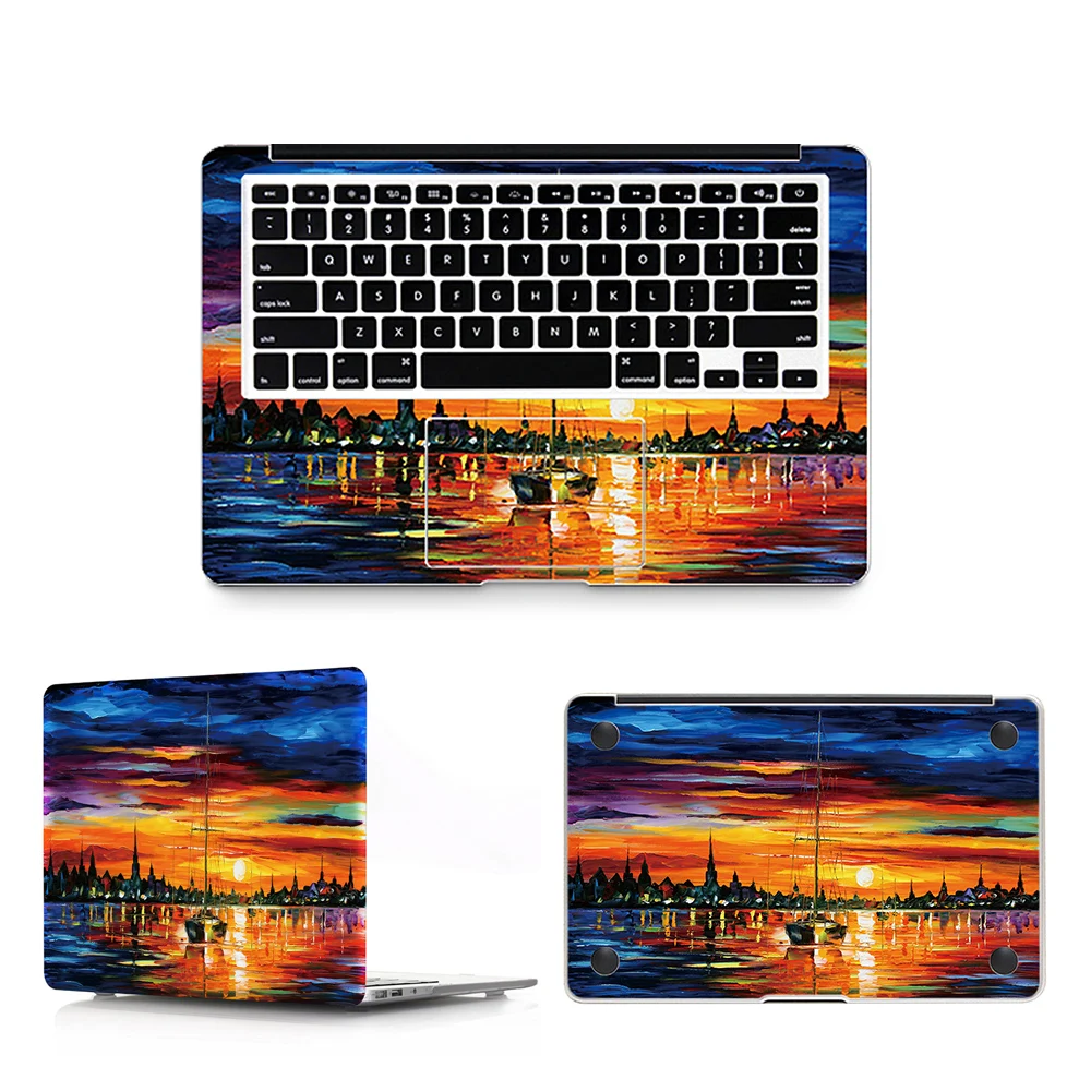 HRH 3 в 1 наклейка для Macbook Air 11 12 13 Pro 13 15 retina наклейка на ноутбук настенный автомобиль виниловая наклейка с логотипом матовая накладка на ладонь - Цвет: sunraise