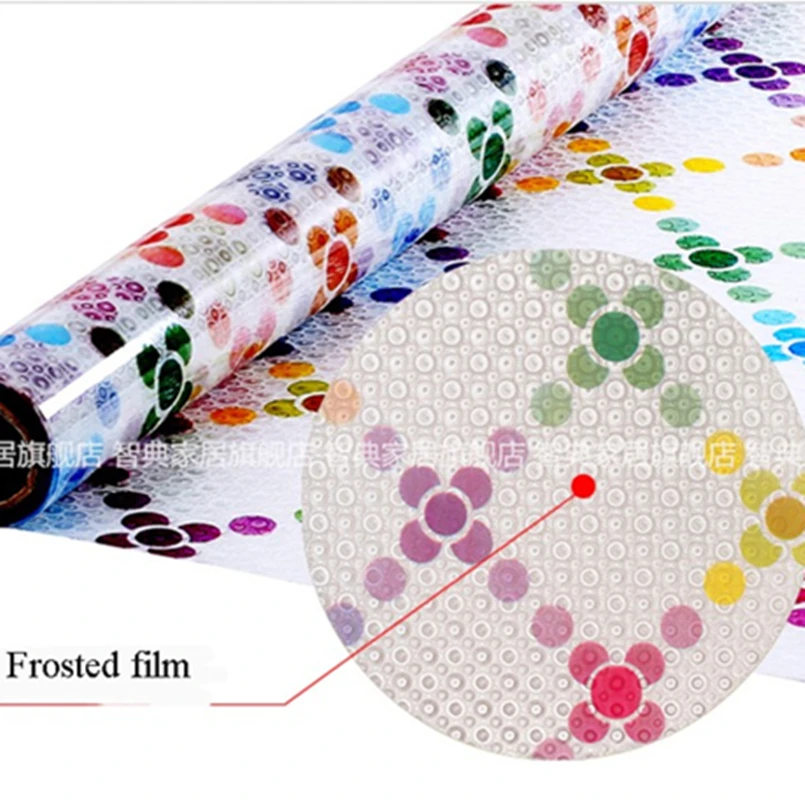 Семь Цвет s круги квадратных статического цепляться декоративная оконная пленка