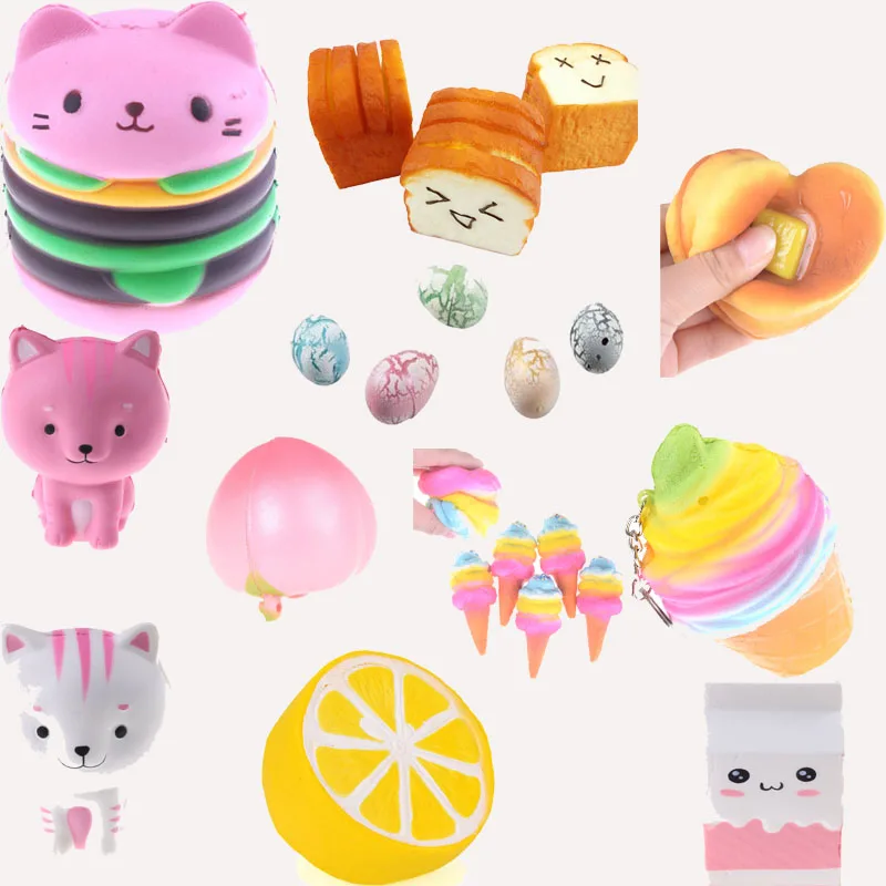 

Soft Phone Key Strap Roll Squishes PU Squishies Toys Slow Rising Ice cream Lemon Milk Peach Cake Face Cat horse Squeeze