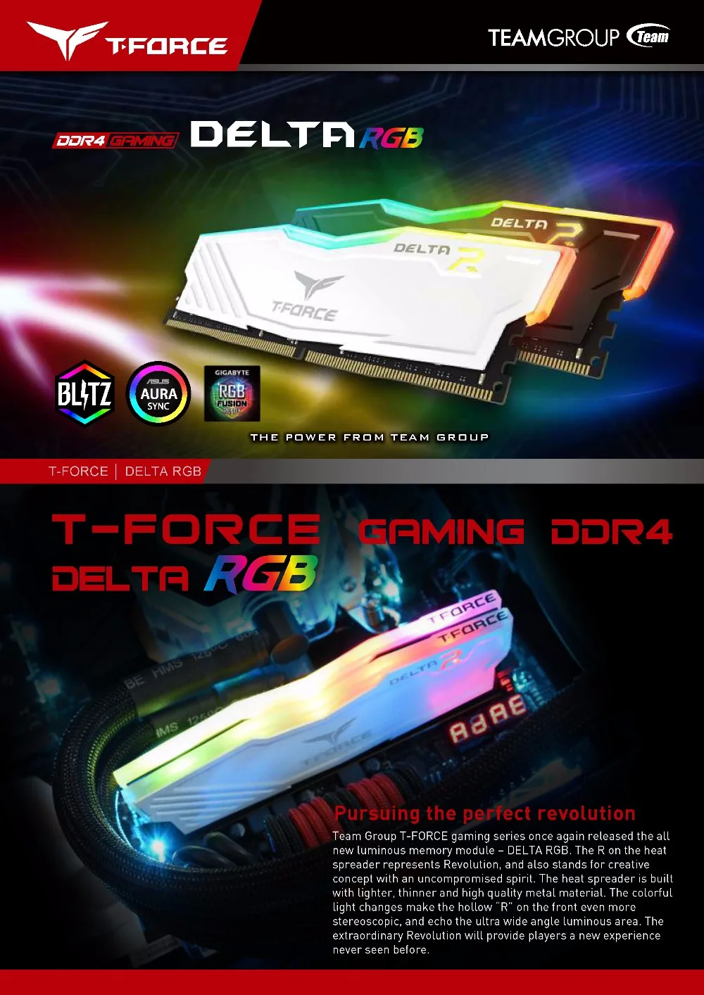Командная группа DELTA RGB серия DDR4 настольная память 8G компьютерный ОЗУ оверлок модуль памяти 288 контактов 2400 МГц светодиодный Gaming RAMs