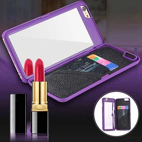 Women's Fashion Makeup Mirror Back Box with Card Slots Flip Case for IPhone 6 /6 Plus | Мобильные телефоны и