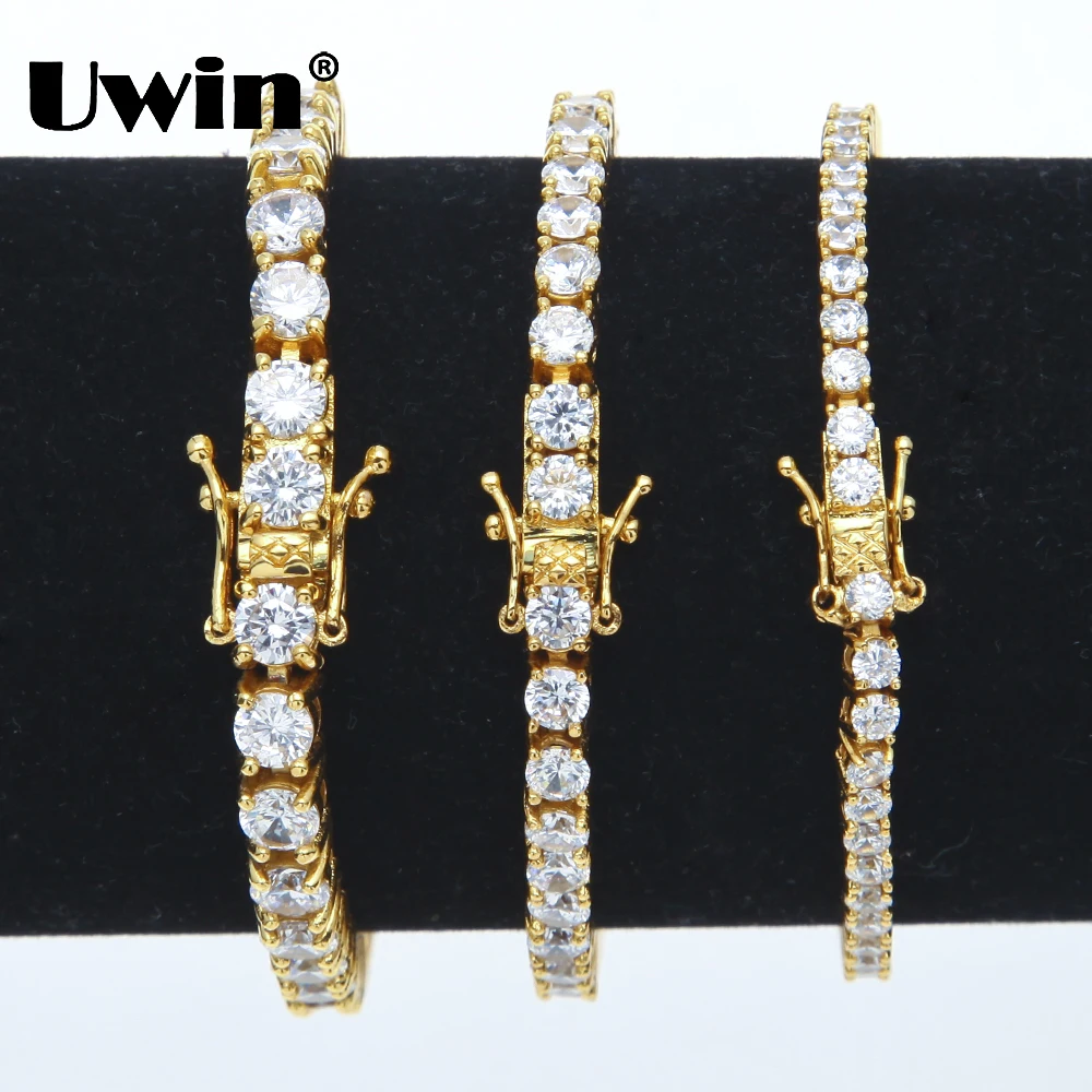 Uwin Luxury Women Men Cubic Zirconia Bracelet Round Crystal AAA CZ Tennis Link Wrist Bracelets Fashion Jewelry Drop Shipping | Украшения и