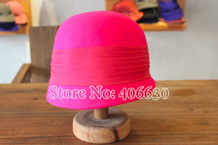 Зимняя шерстяная фетровая Панама для женщин Chapeu Feminino для девочек Fedoras ярко-розового цвета Женская PWFR021