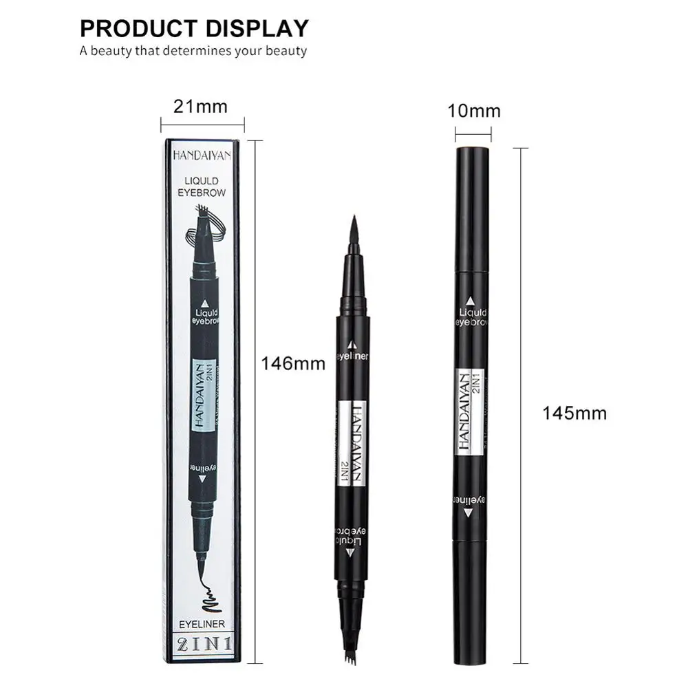 2 In 1 Eyebrow Pen Waterproof Fork Tip Tattoo Fine Sketch Liquid Eyeliner Double-Ended | Красота и здоровье