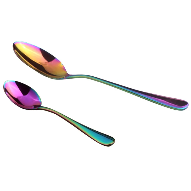 1 шт. набор посуды из нержавеющей стали разноцветных столовых приборов с радугой