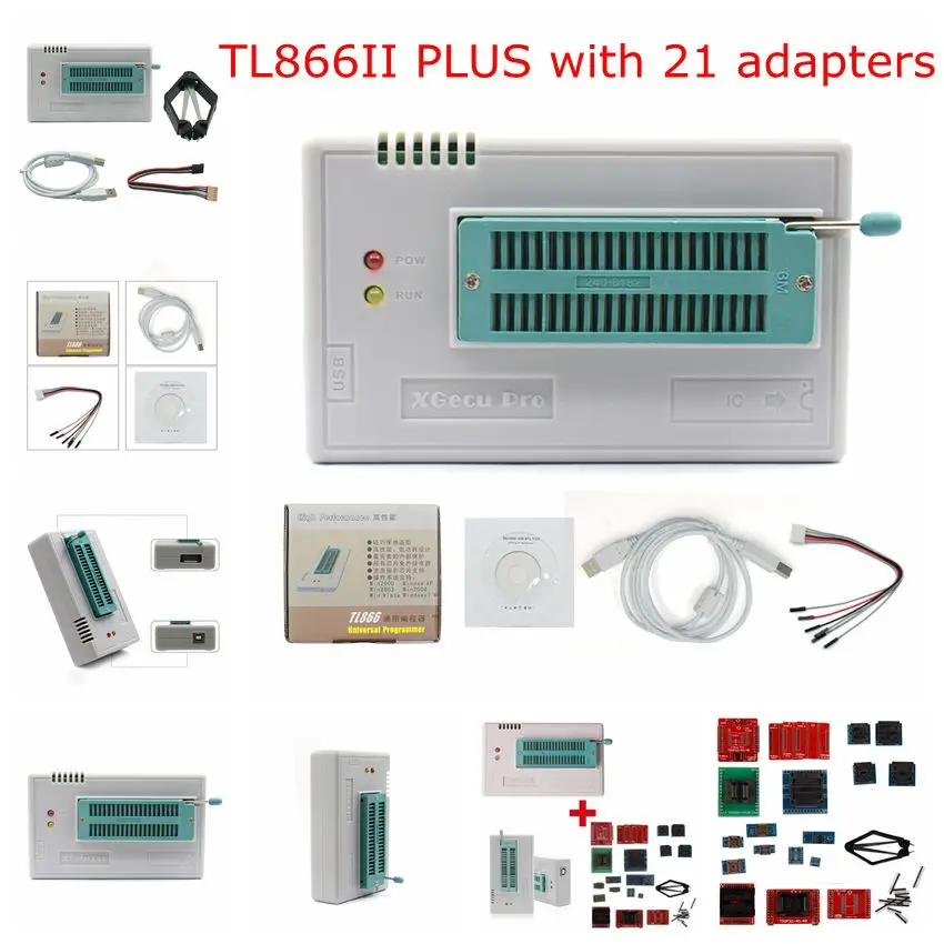 minipro TL866II плюс V8.30/TL866A V6.85 USB EEPROM универсальный программатор 10/21/24 шт IC Адаптеры для сим-карт