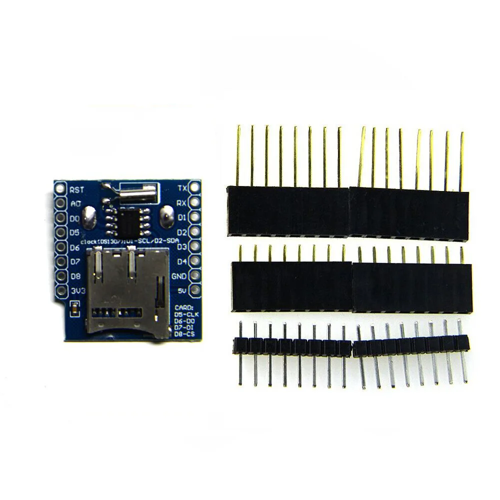 Чехол DataLog для D1 Mini RTC DS1307 с аккумулятором + MicroSD набором штырьков | Электроника