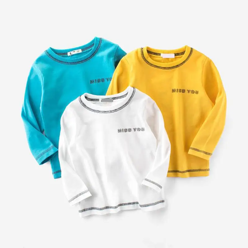 Футболка с длинным рукавом мальчик малыш 2018 Новинка весны Модная одежда для