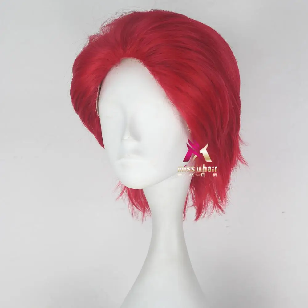 Miss U Hair для мужчин унисекс 33 см короткие прямые волосы синтетические Auburn черный красный цвет Хэллоуин косплей костюм парик ролевые игры парик