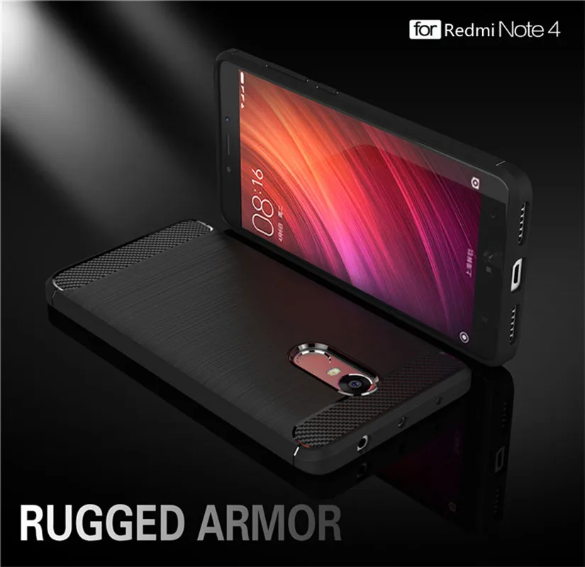Shockproof Phone Case For Xiaomi Redmi 4A / Note3 Note4 Carbon Fiber TPU Drawing Coque | Мобильные телефоны и аксессуары