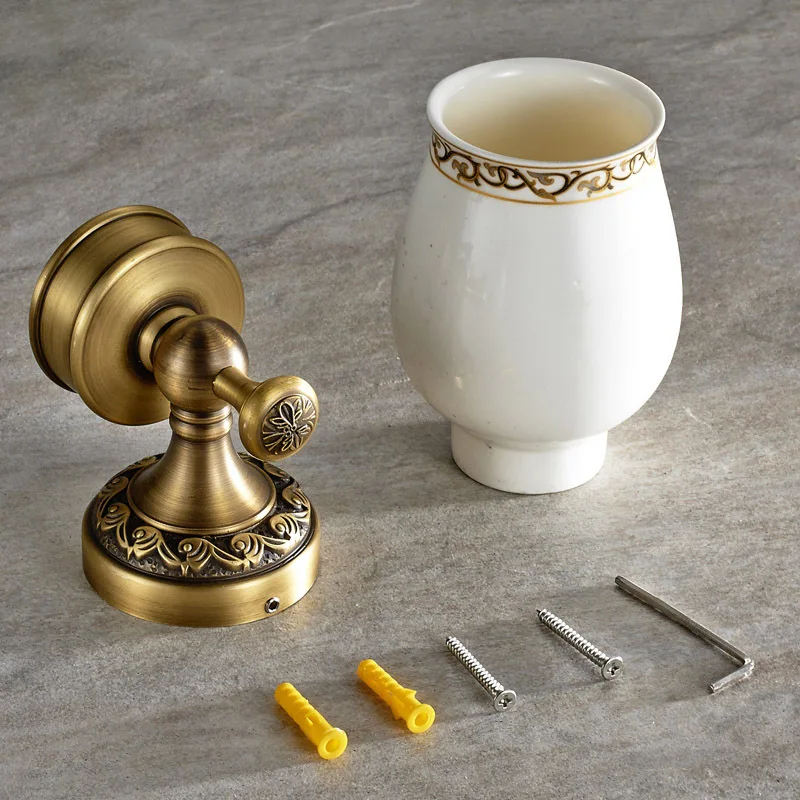 Античный резной держатель для ванной комнаты с одной чашкой стакана полка чашки