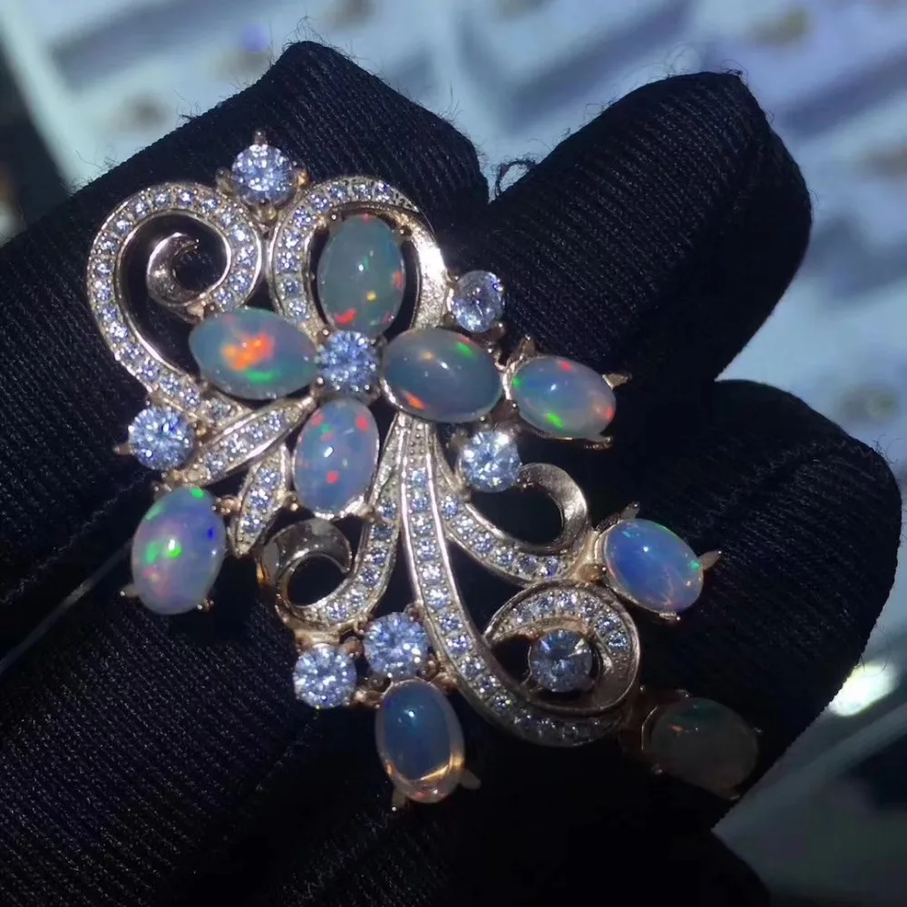 Женская Вечерние шь из серебра 925 пробы с опалом 4 Х6 мм|fine jewelry|jewelry broochjewelry fashion |