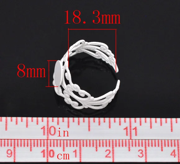 DoreenBeads медные Регулируемые кольца круглые белые настройки кабошона (подходит для