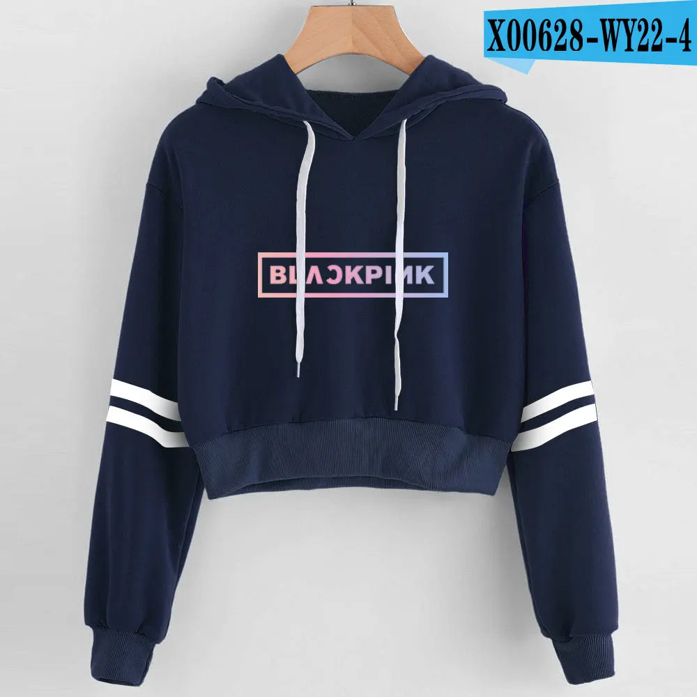 navy Корейские женские сексуальные Харадзюку каваи Kpop черно-розовая толстовка с принтом горячее женское розовое пальто хип-хоп пуловер толстовки свитшоты - Цвет: navy
