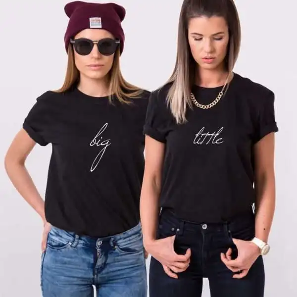 Футболка с надписью Big Little cursive подходящая для лучших друзей женские Забавные