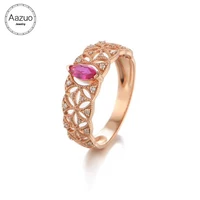 aazuo original real 18k yellow gold jewelry real diamond ij si 0 08ct natural ruby horse eye ring gifted for women au750