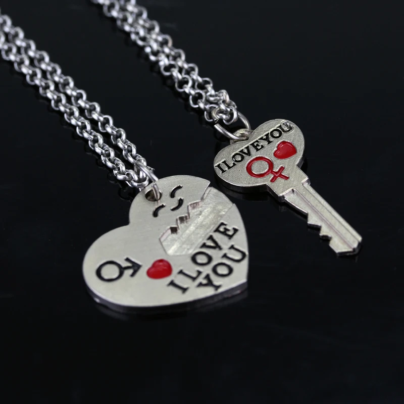 Модное ожерелье с сердечком и надписью I Love You, пара подвесок, ожерелье s для женщин и мужчин, очаровательные ювелирные изделия для влюбленных, милые аксессуары